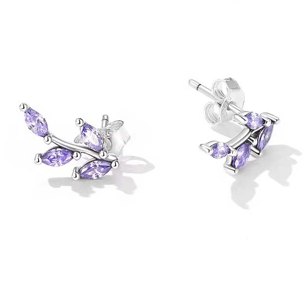 Silver Purple Flower Stud Earrings "Zaya"