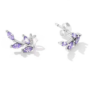 silver purple flower stud earring jewellery