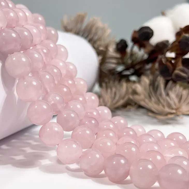 rose quartz beads 4mm frenelle