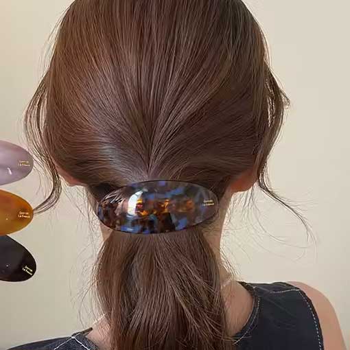 oval barrette hair clip brown