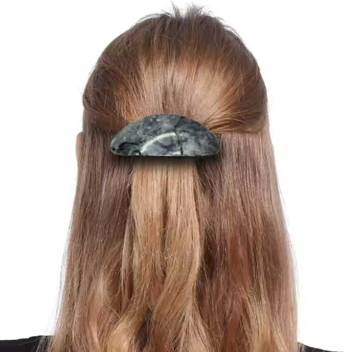 oval barrette hair clip in hair