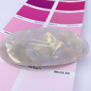 oval barrette hair clip white pearl