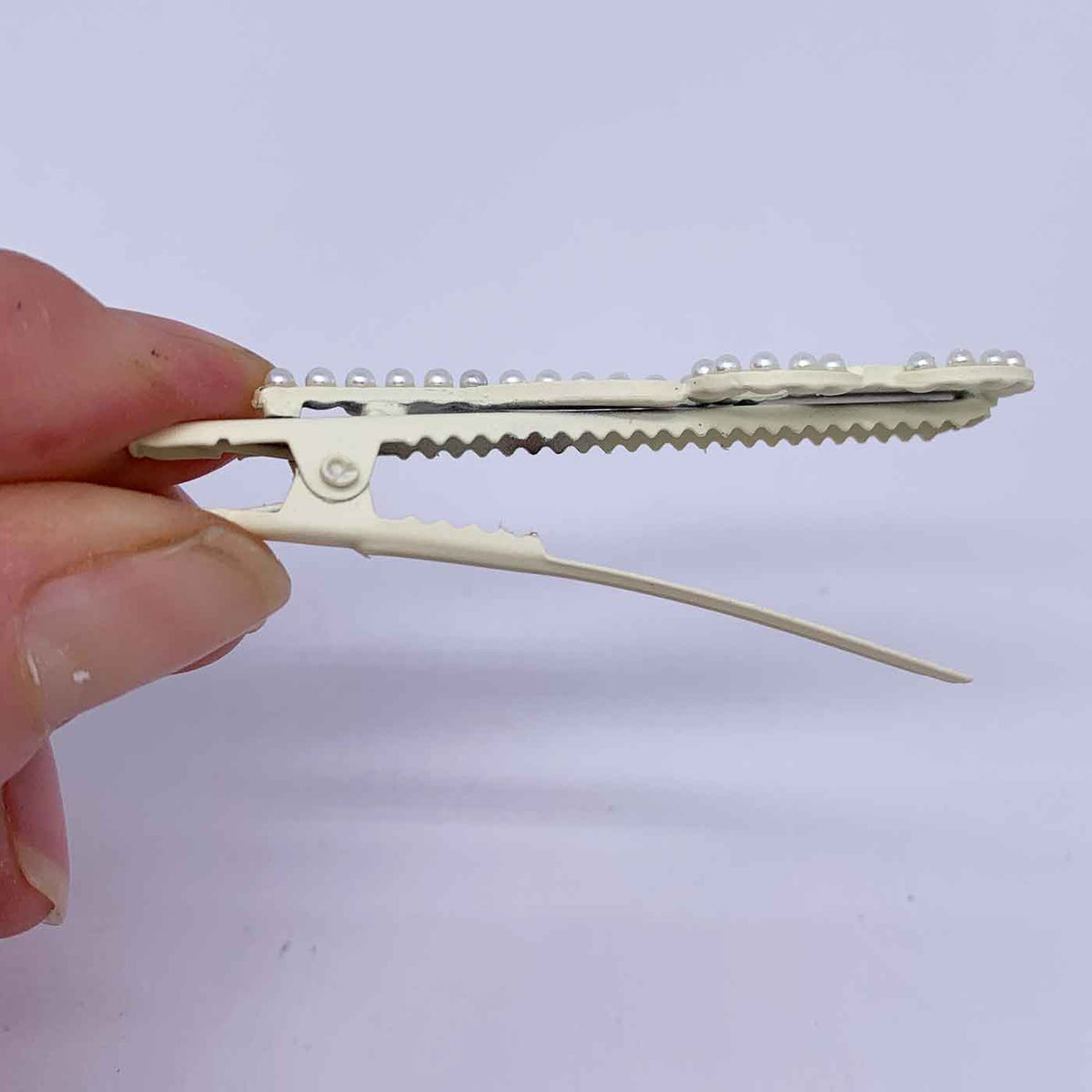 Pink flower hair clip teeth