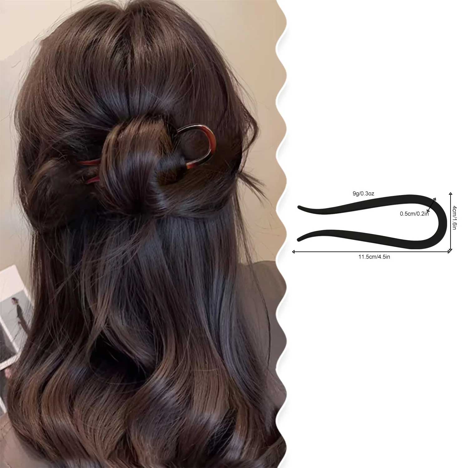 Long Resin Hair Fork "Nayla" (Black)