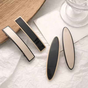 Beige Oval Hair accessories black