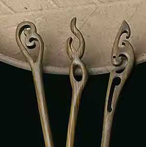 wooden wahine hair stick three