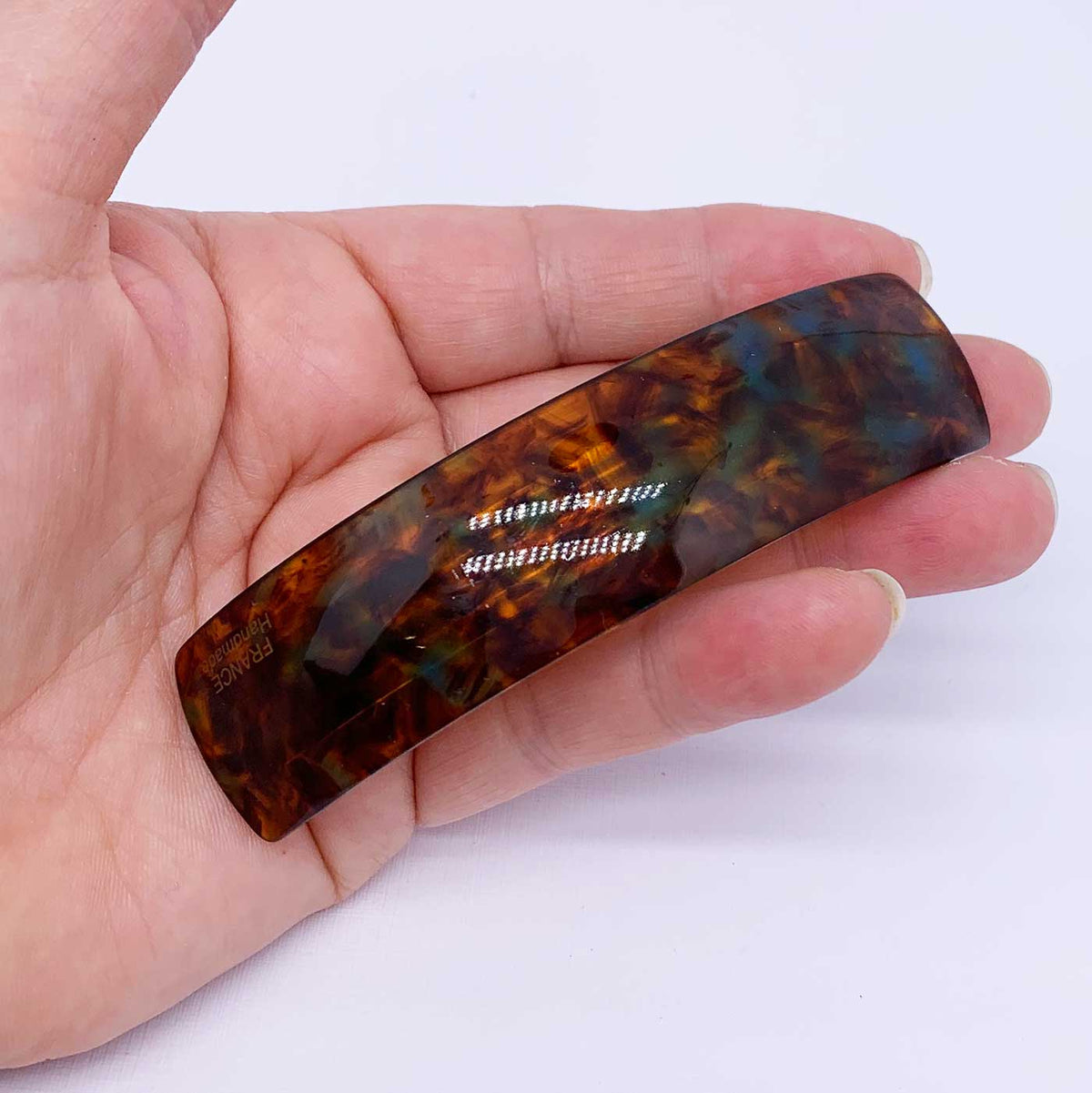 Rectangular Barrette Hair Clip "Wallis" (Brown-Blue)