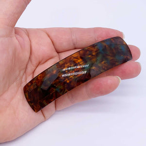 Rectangular Barrette Hair Clip "Wallis" (Brown-Blue)