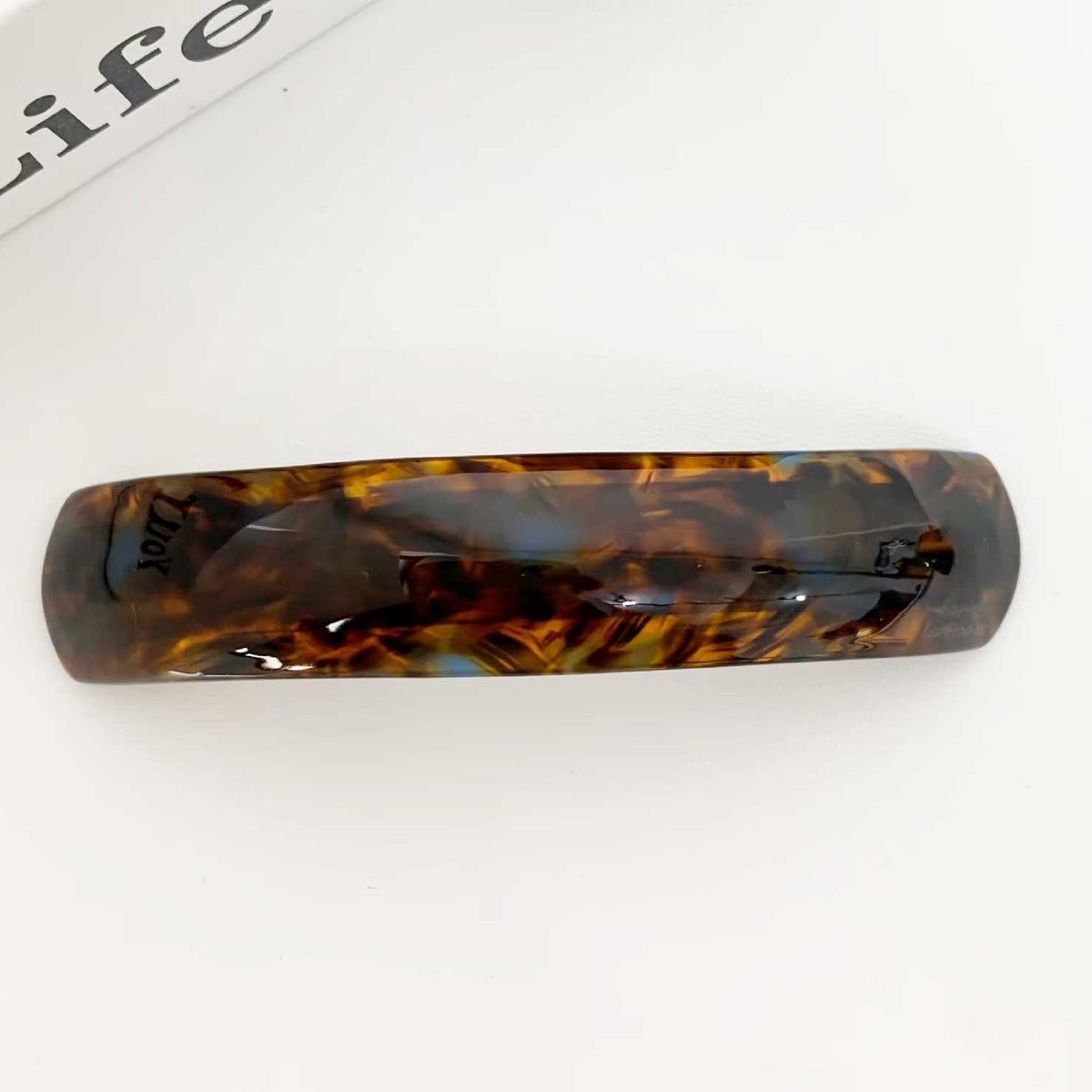 Rectangular Barrette Hair Clip "Wallis" (Brown-Blue)