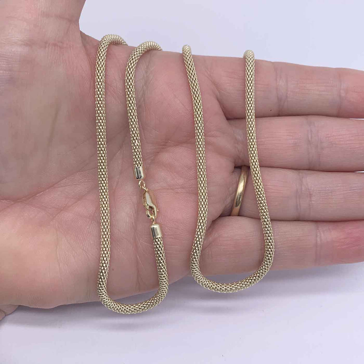 gold mesh necklace chain frenelle