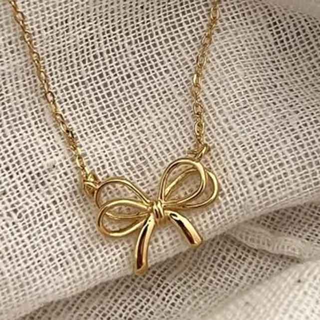 gold bow necklace