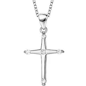 silver cross religious necklace