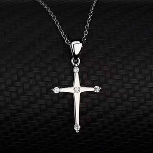 silver cross religious necklace diamond