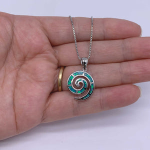 925 Sterling Silver Koru Necklace "Amiria" (Green)