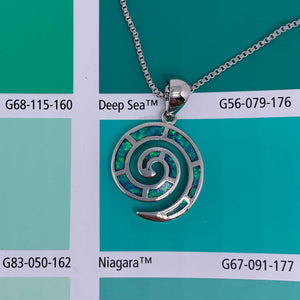 925 Sterling Silver Koru Necklace "Amiria" (Green)