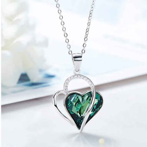 Silver Heart Necklace "Carlotta" (Green)