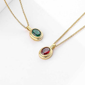18K Gold Necklace with Crystal Pendant "Carmile" (Red)