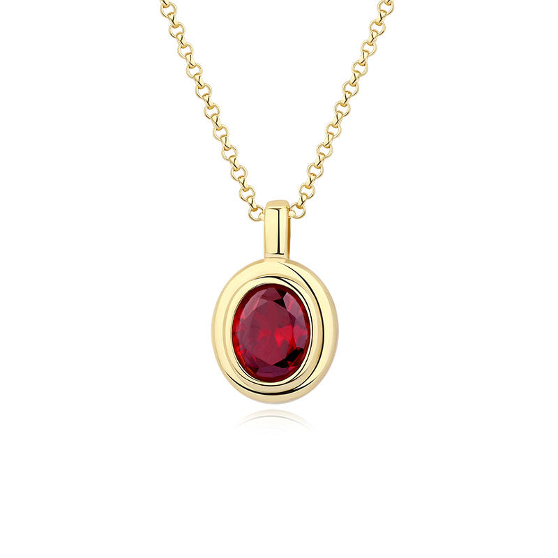 18K Gold Necklace with Crystal Pendant "Carmile" (Red)