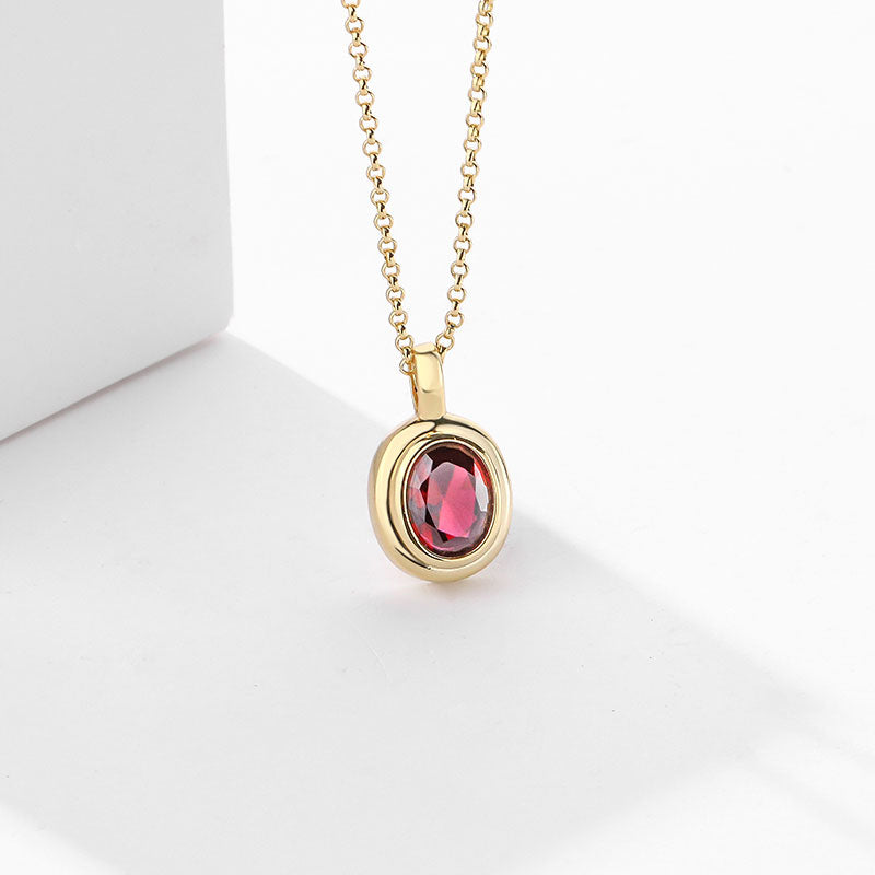 18K Gold Necklace with Crystal Pendant "Carmile" (Red)