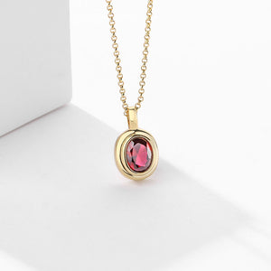 18K Gold Necklace with Crystal Pendant "Carmile" (Red)
