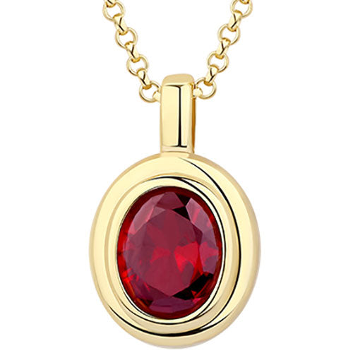 18K Gold Necklace with Crystal Pendant "Carmile" (Red)