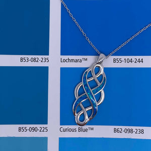 925 Sterling Silver Celtic Opal Necklace "Ciara" (Blue)