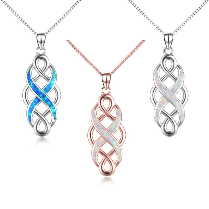 925 Sterling Silver Celtic Opal Necklace "Ciara" (Blue)