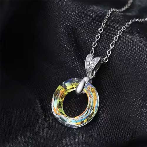 Silver Circular Crystal Necklace "Clarice"