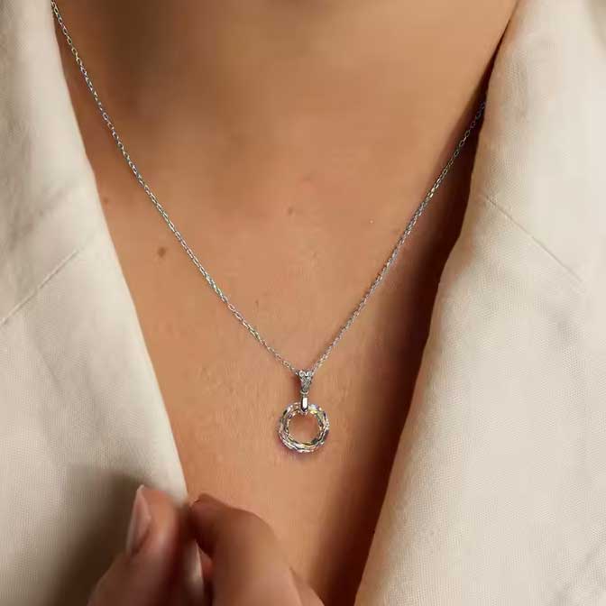 Silver Circular Crystal Necklace "Clarice"