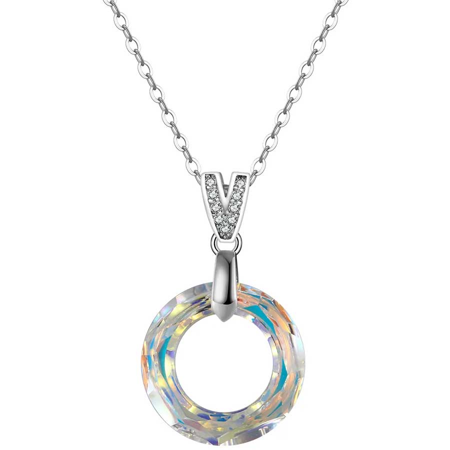 Silver Circular Crystal Necklace "Clarice"
