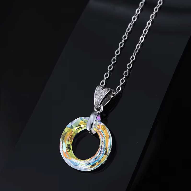 Silver Circular Crystal Necklace "Clarice"