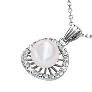 18K White Gold Premium Crystal Pearl Necklace "Delia"