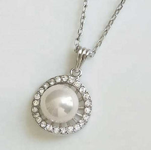 18K White Gold Premium Crystal Pearl Jewellery Set  "Delia"