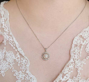 18K White Gold Premium Crystal Pearl Jewellery Set  "Delia"