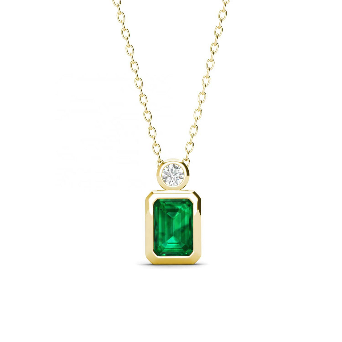 18K Gold Necklace Green Crystal "Emeraldine"