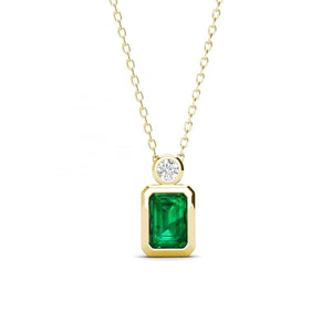 18K Gold Necklace Green Crystal "Emeraldine"