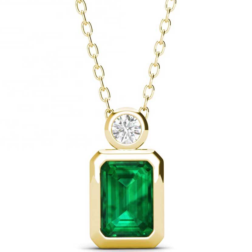 18K Gold Necklace Green Crystal "Emeraldine"