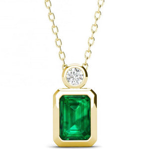 18K Gold Necklace Green Crystal "Emeraldine"