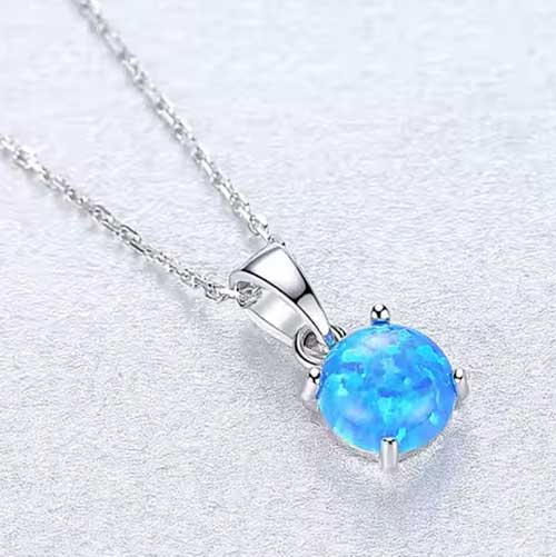blue opal silver necklace