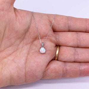 silver white opal necklace hand