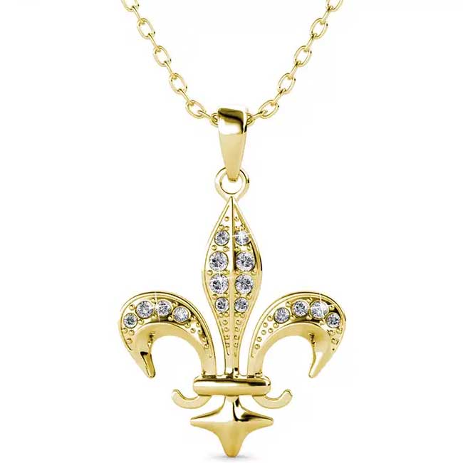 18K Yellow Gold fleur-de-lis Necklace Pendant "Fleur"