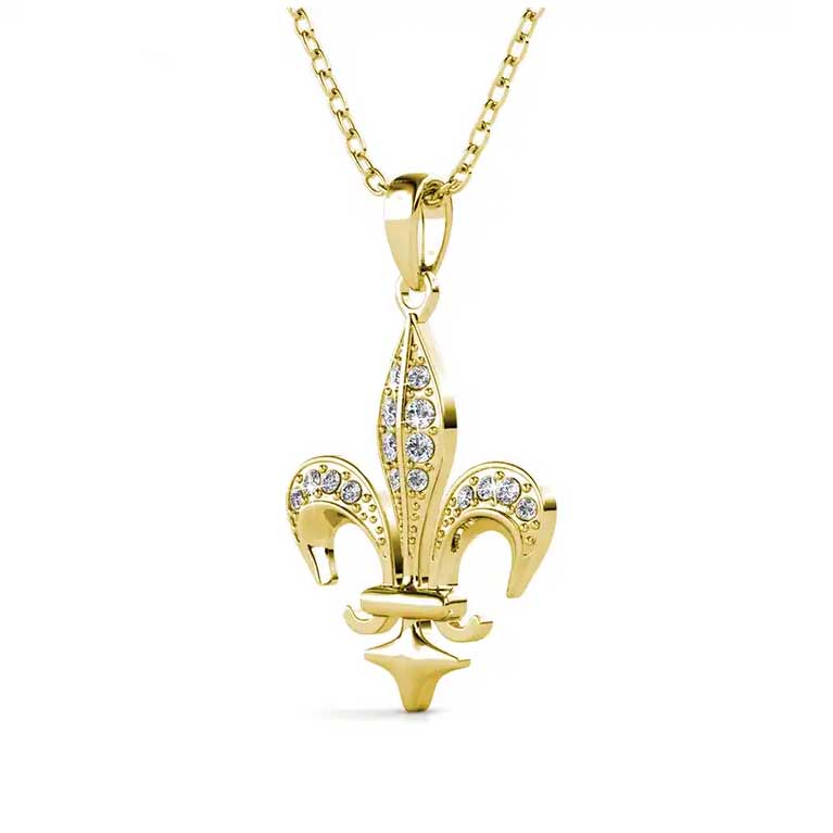 18K Yellow Gold fleur-de-lis Necklace Pendant "Fleur"