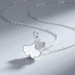 925 Sterling Silver Mother-of-Pearl Necklace "Ginkgo"