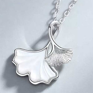 925 Sterling Silver Mother-of-Pearl Necklace "Ginkgo"