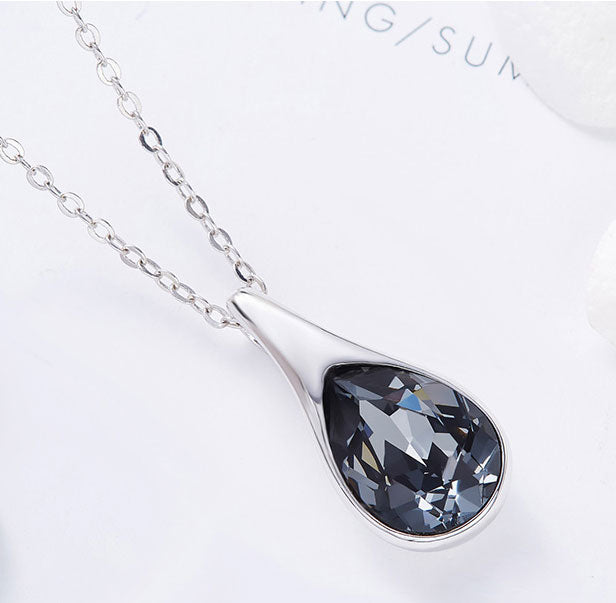 Silver Crystal Necklace "Graphite"