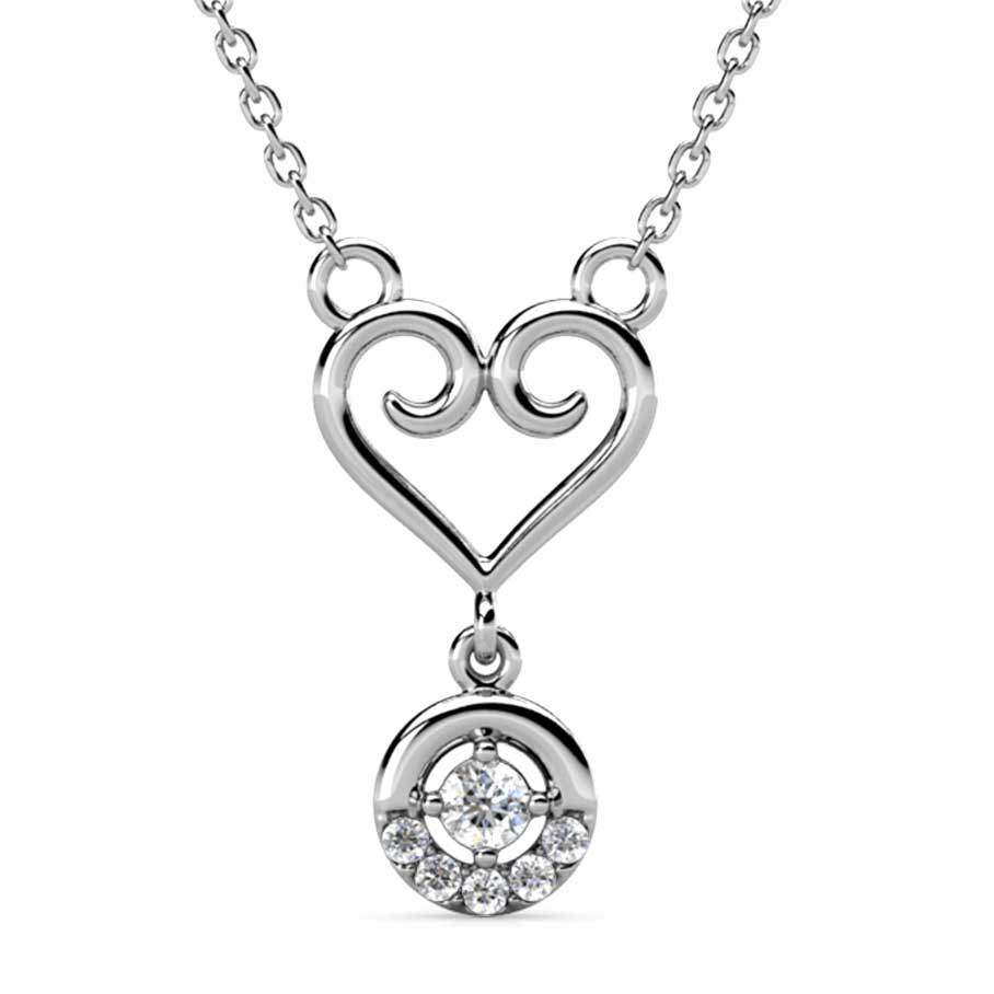 silver heart koru jewellery set necklace