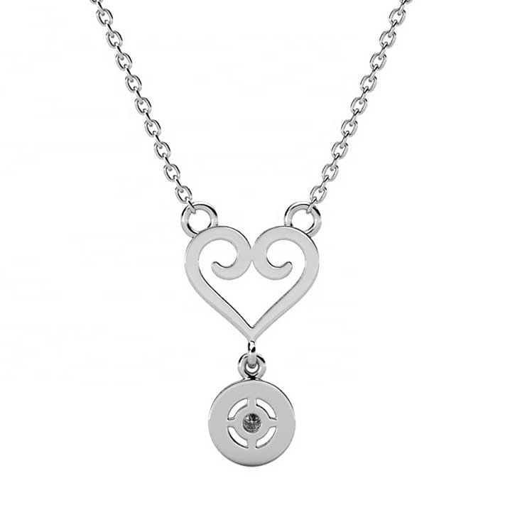 silver heart koru jewellery set back view