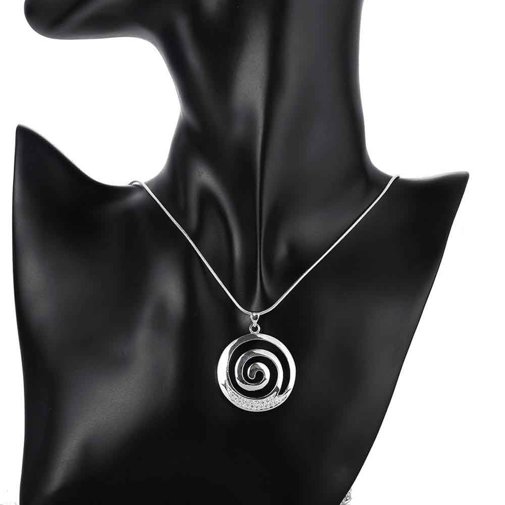 Silver Necklace with Koru spiral pattern "Helice"