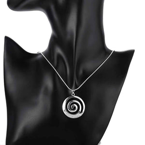 Silver Necklace with Koru spiral pattern "Helice"