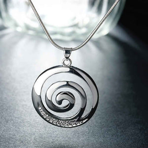 Silver Necklace with Koru spiral pattern "Helice"